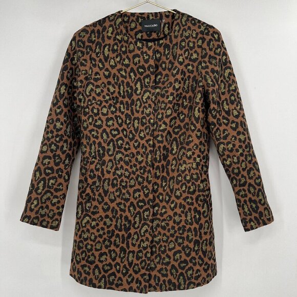 Dolce Cabo Leopard Print Long Coat – Brown/Gold – Size S - Picture 1 of 14